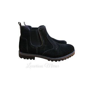 J75 By Jump Men's Chelsea Black Faux Suede Jake Pull On Ankle Boots Size 12 NEW